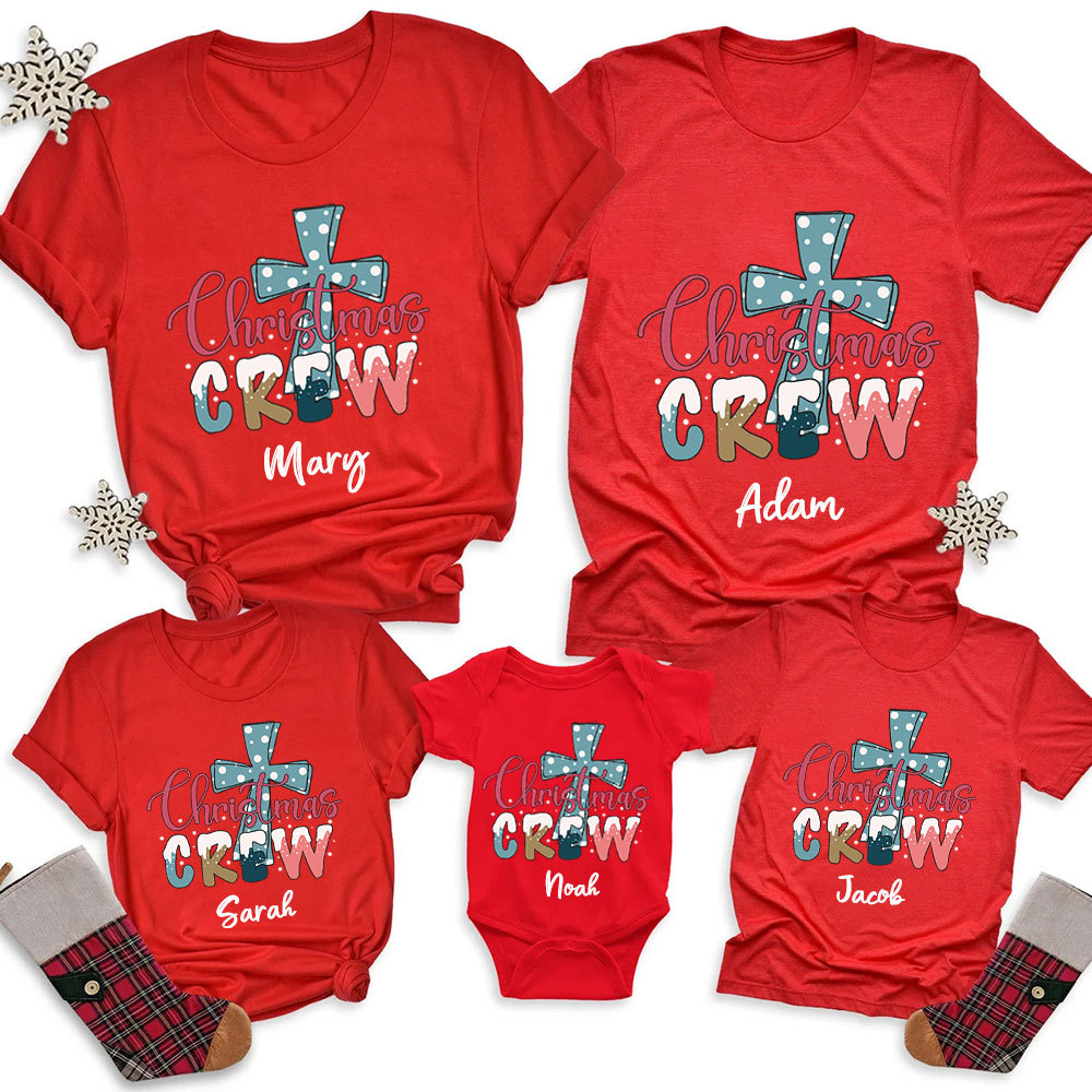 Christmas Crew Cross Christian Family Matching Shirt