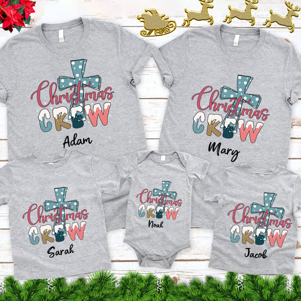 Christmas Crew Cross Christian Family Matching Shirt