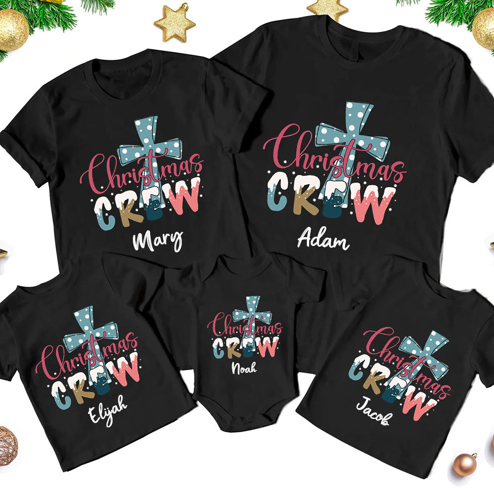 Christmas Crew Cross Christian Family Matching Shirt
