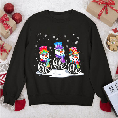 Christmas Faith Hope Love Snowman Christian Sweatshirt