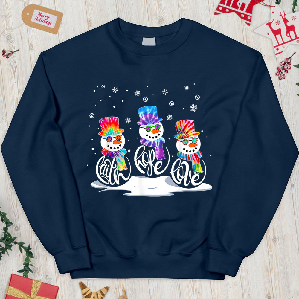 Christmas Faith Hope Love Snowman Christian Sweatshirt