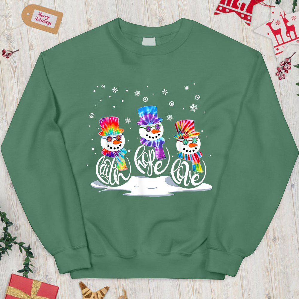 Christmas Faith Hope Love Snowman Christian Sweatshirt Sale-GuidingCross