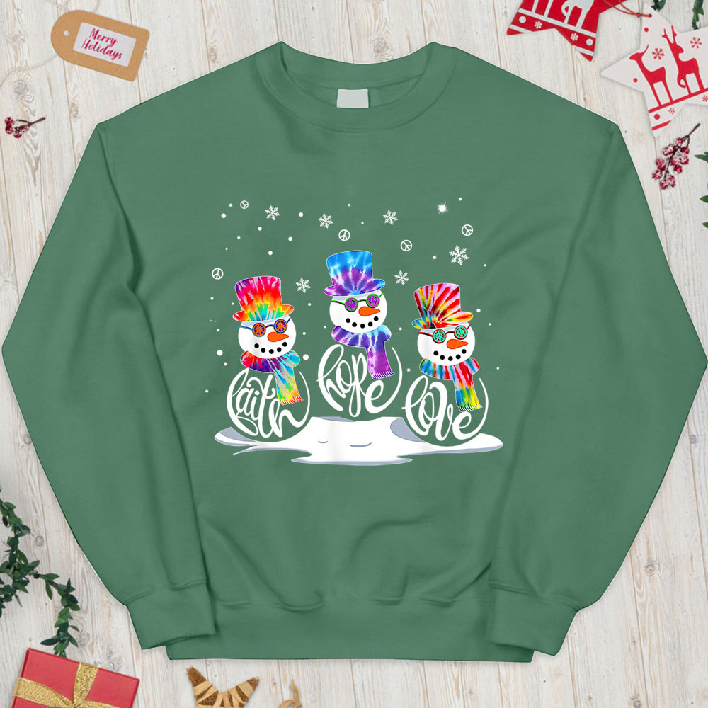 Christmas Faith Hope Love Snowman Christian Sweatshirt