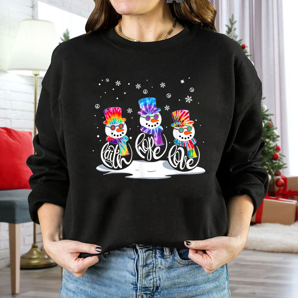 Christmas Faith Hope Love Snowman Christian Sweatshirt