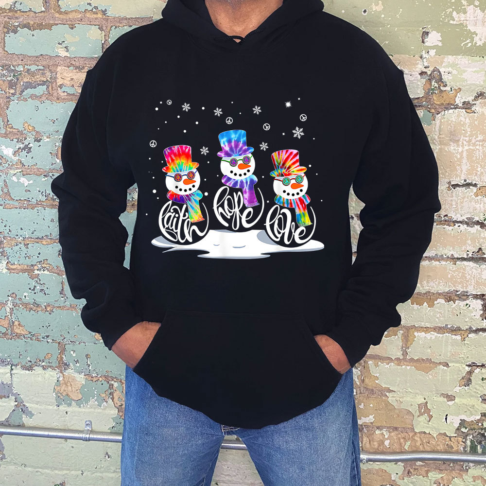 Christmas Faith Hope Love Snowman Hoodie Sale-GuidingCross