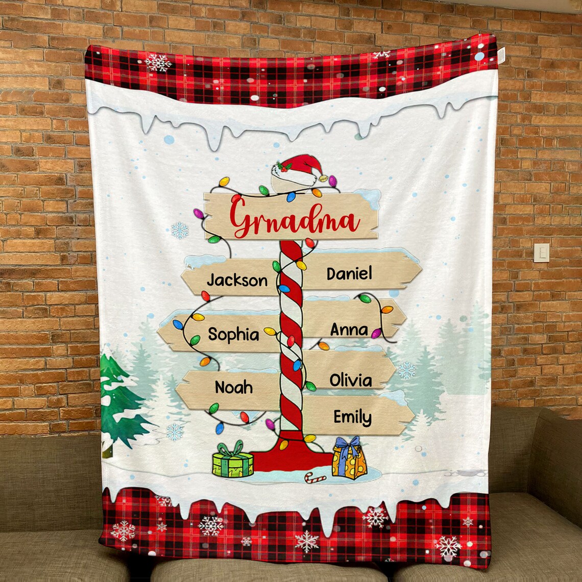 Personalized Christmas Family Post Sign Blanket 
