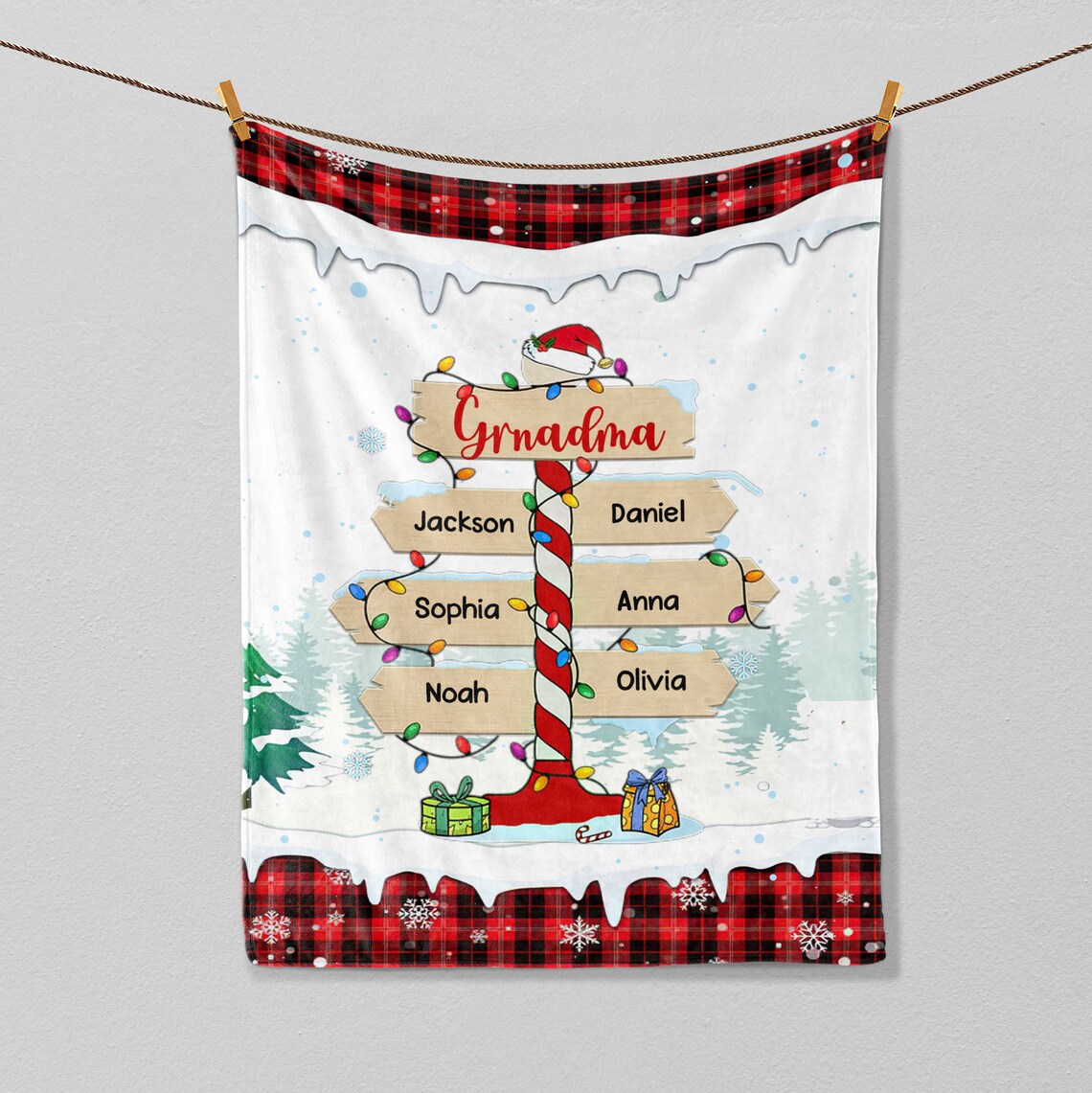 Personalized Christmas Family Post Sign Blanket 