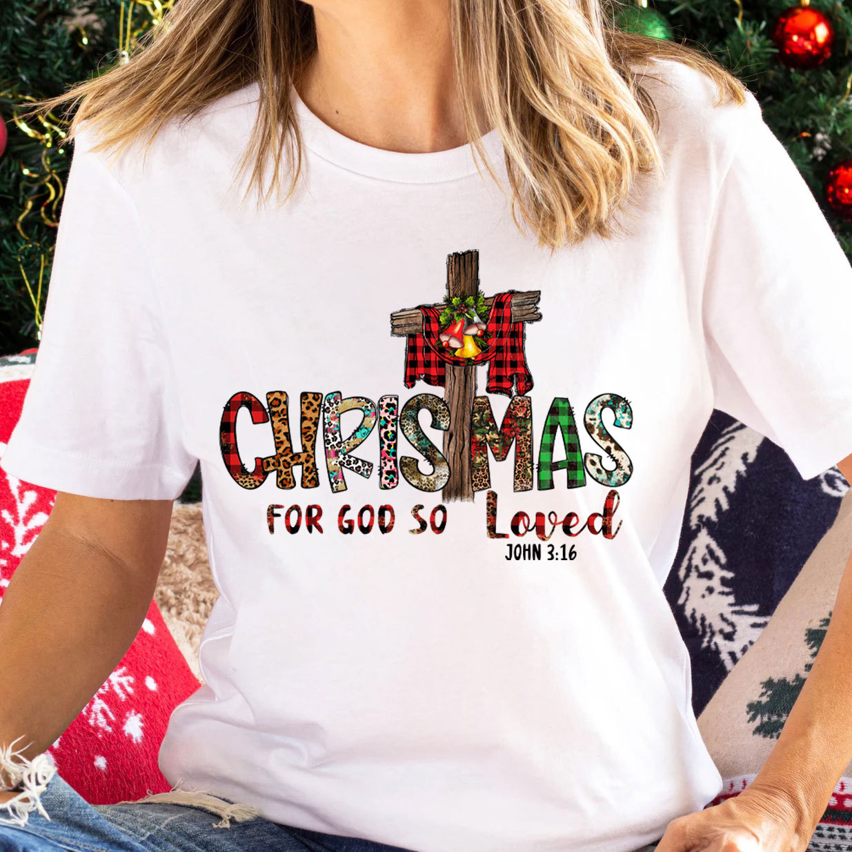 Christmas For God So Loved Christian T-Shirt