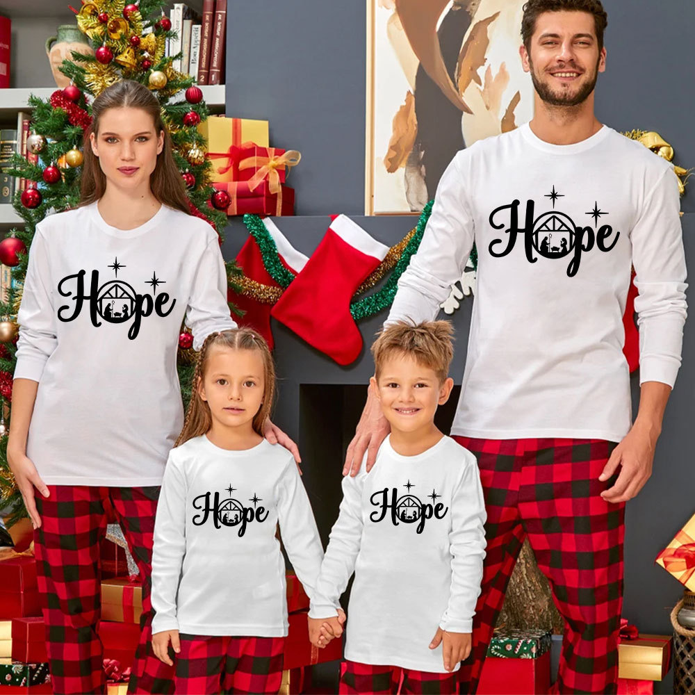 Personalized Christmas Hope Nativity Family Matching Long Sleeve Shirts