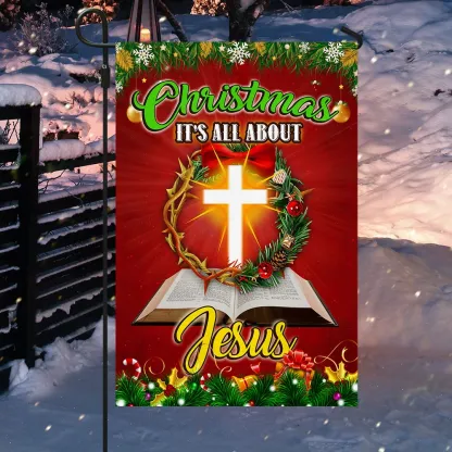 Christmas It’s All About Jesus Christian Flag