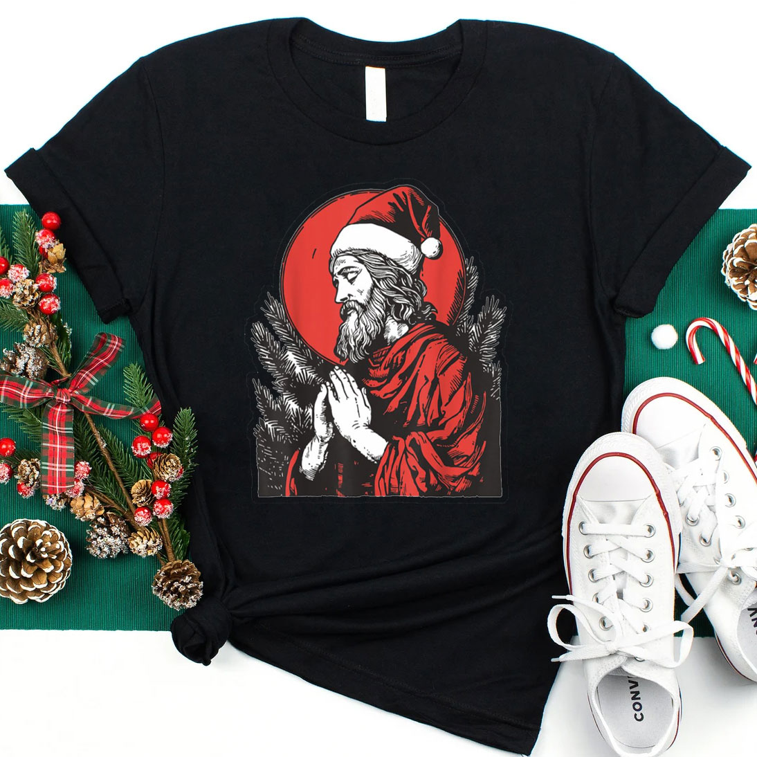 Christmas Jesus Prey Christian Christmas T-Shirt