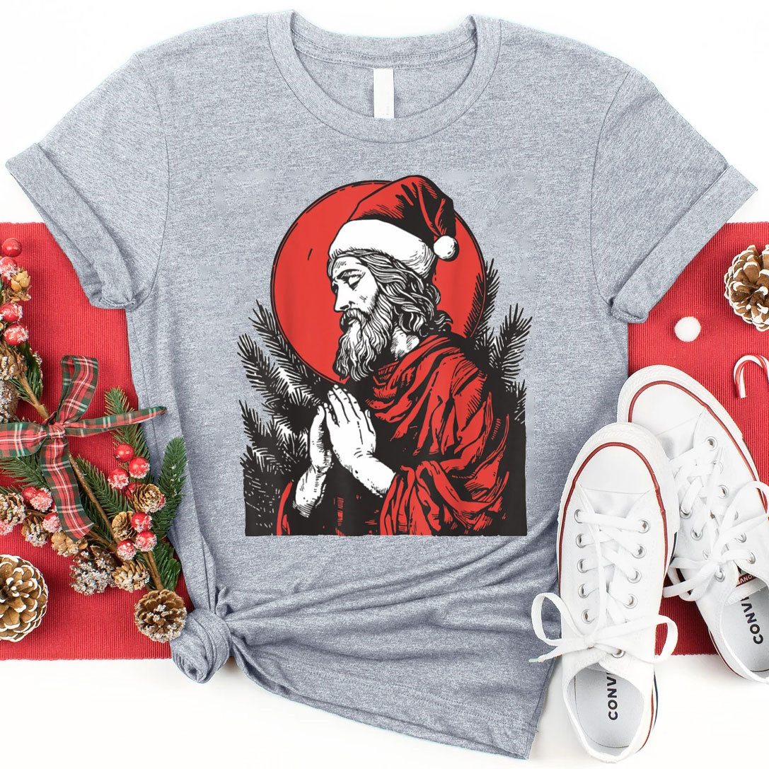 Christmas Jesus Prey Christian Christmas T-Shirt