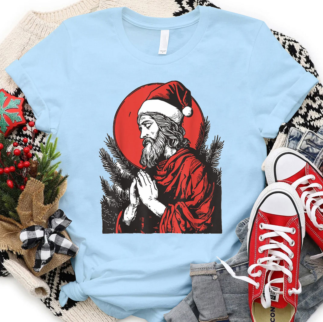 Christmas Jesus Prey Christian Christmas T-Shirt