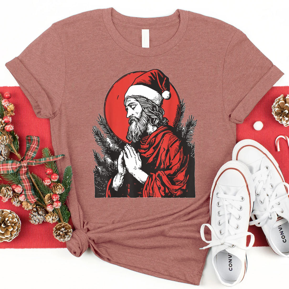 Christmas Jesus Prey Christian Christmas T-Shirt