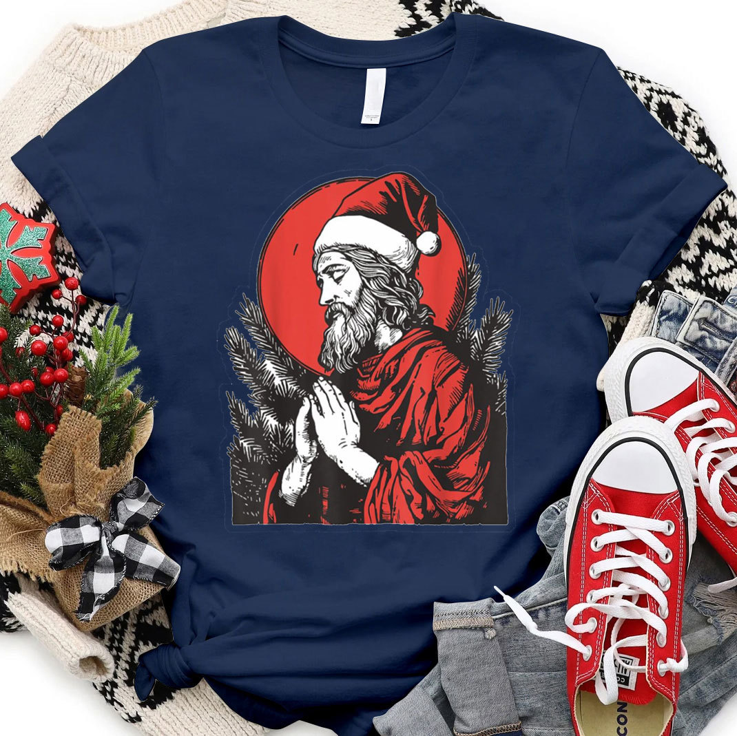 Christmas Jesus Prey Christian Christmas T-Shirt