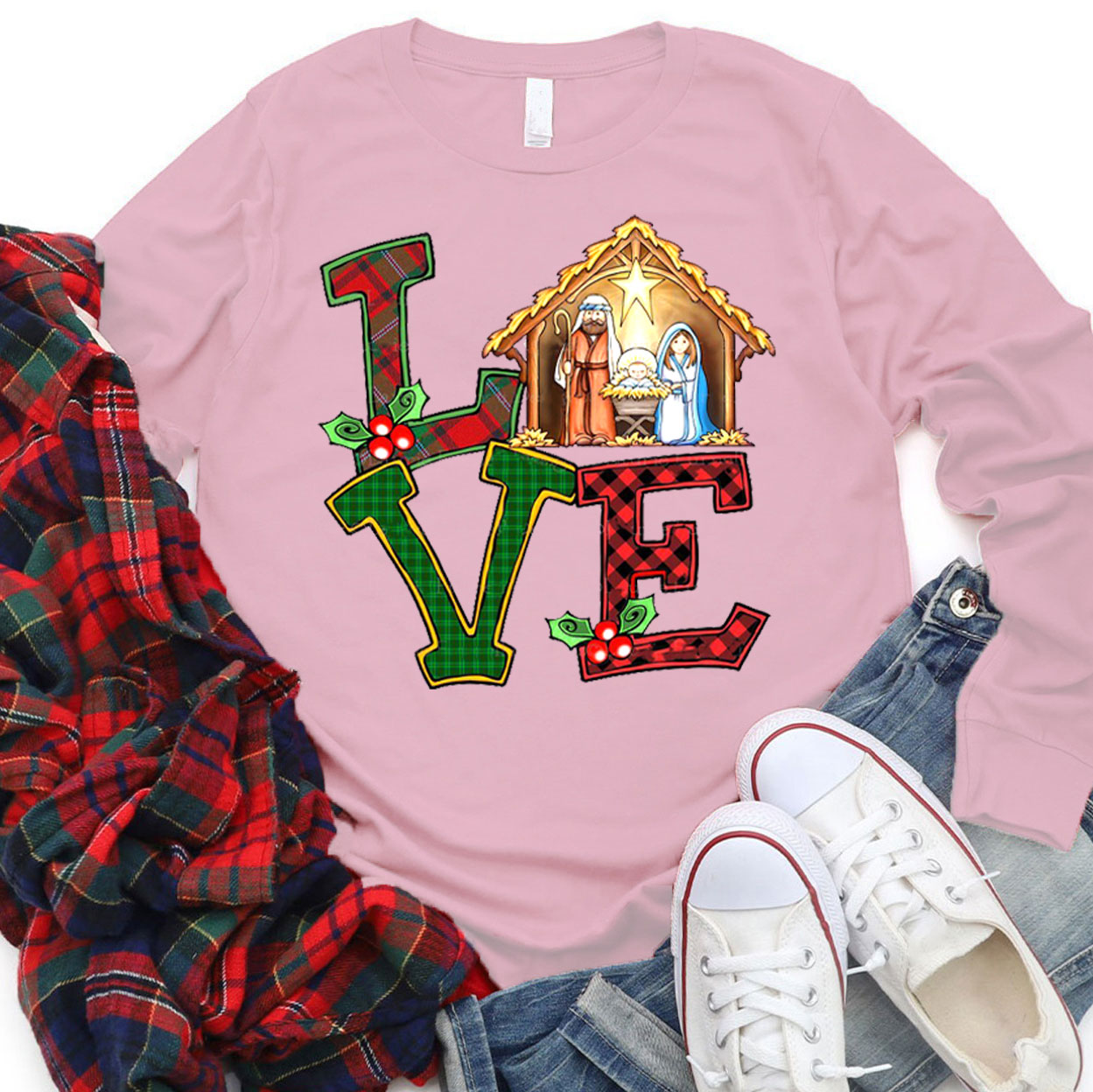 Christmas Love Nativity Long Sleeve T-Shirt