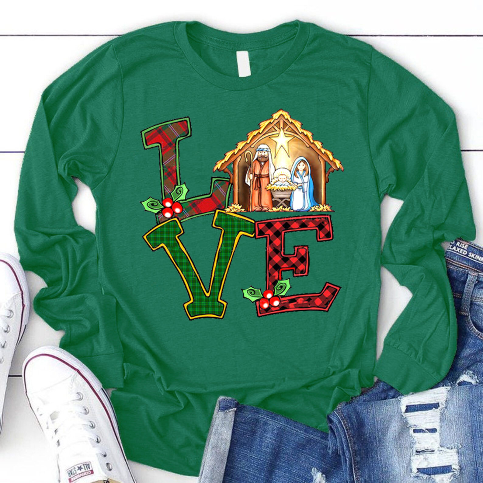 Christmas Love Nativity Long Sleeve T-Shirt