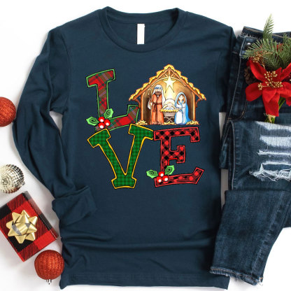 Christmas Love Nativity Long Sleeve T-Shirt