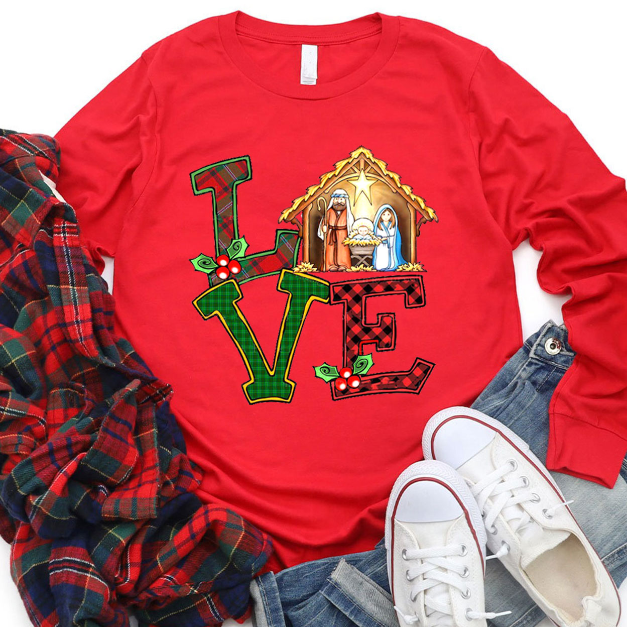 Christmas Love Nativity Long Sleeve T-Shirt