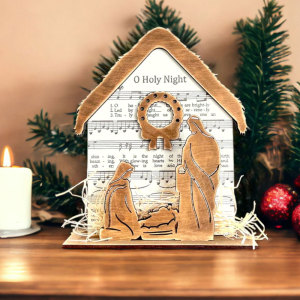 Image of Christmas Music Oh Holy Night Nativity Shelf Sitter