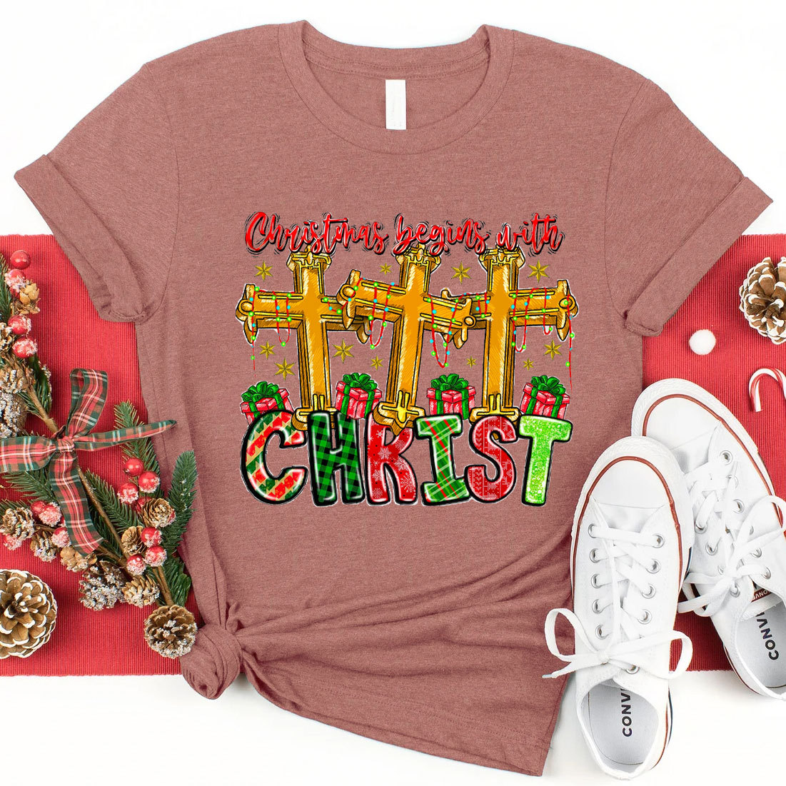 Christmas Begins With Christ Christian T-Shirt