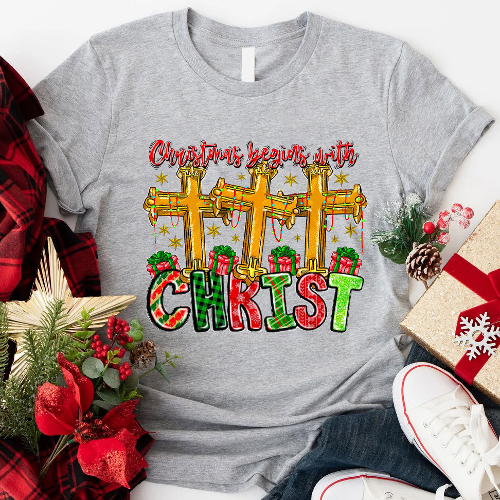 Christmas Begins With Christ Christian T-Shirt