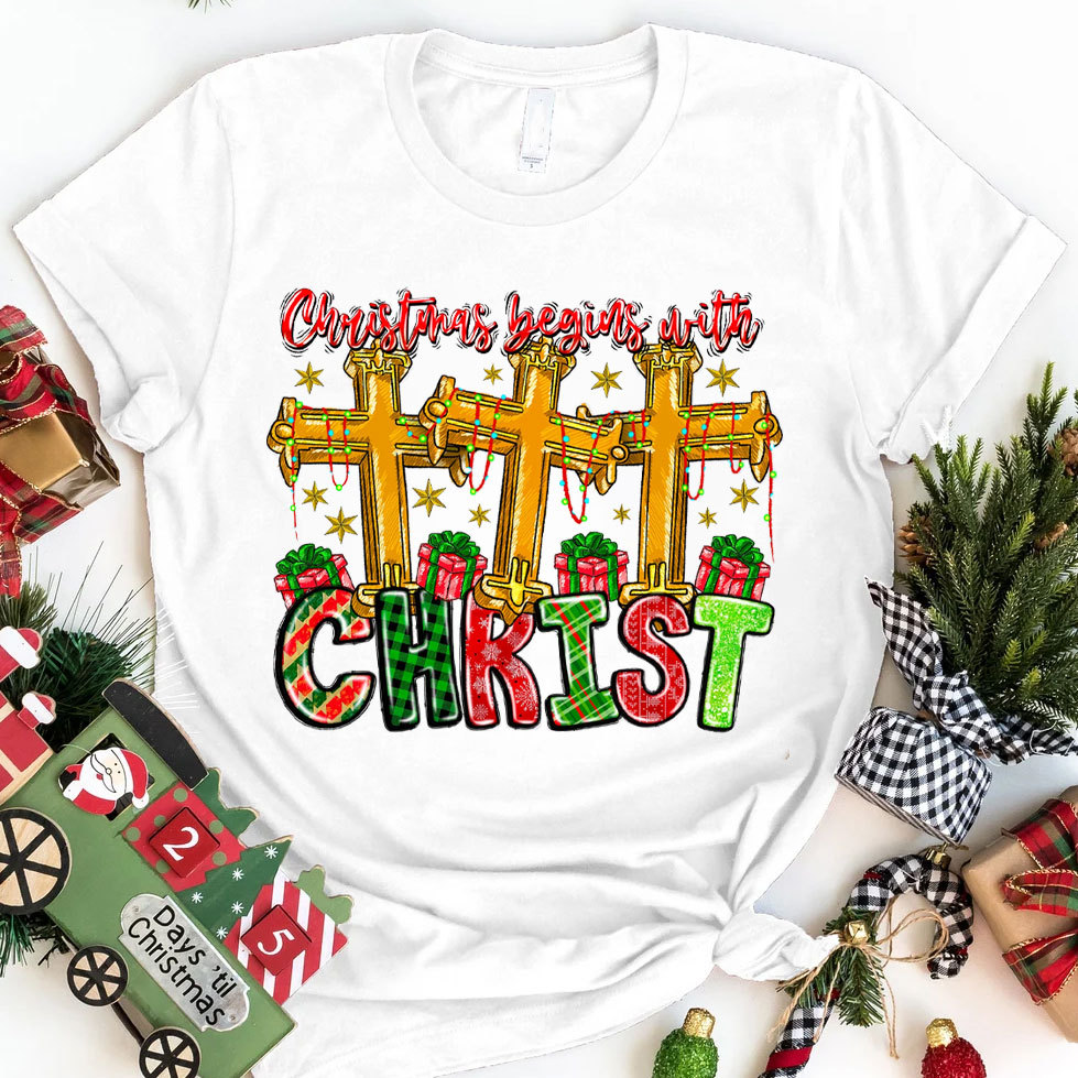 Christmas Begins With Christ Christian T-Shirt