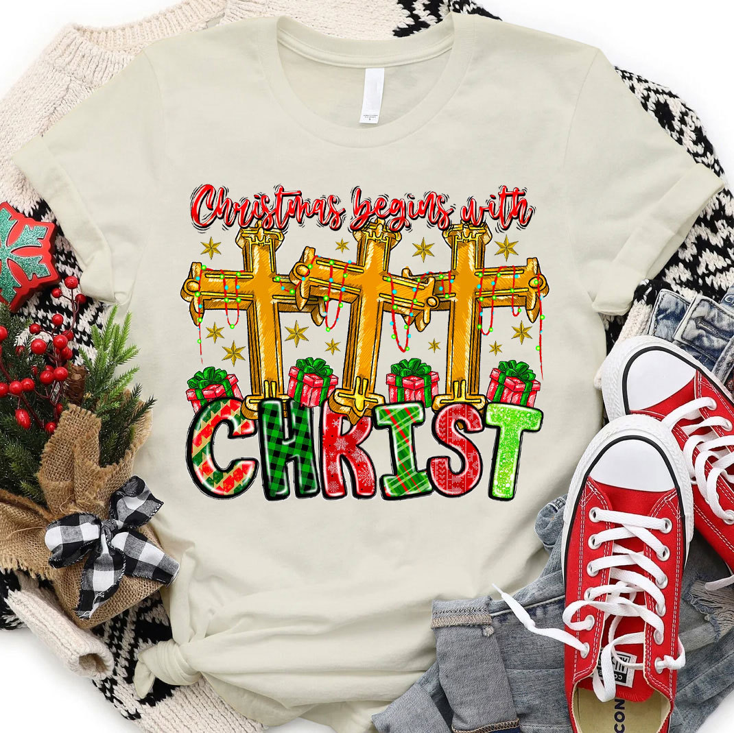 Christmas Begins With Christ Christian T-Shirt