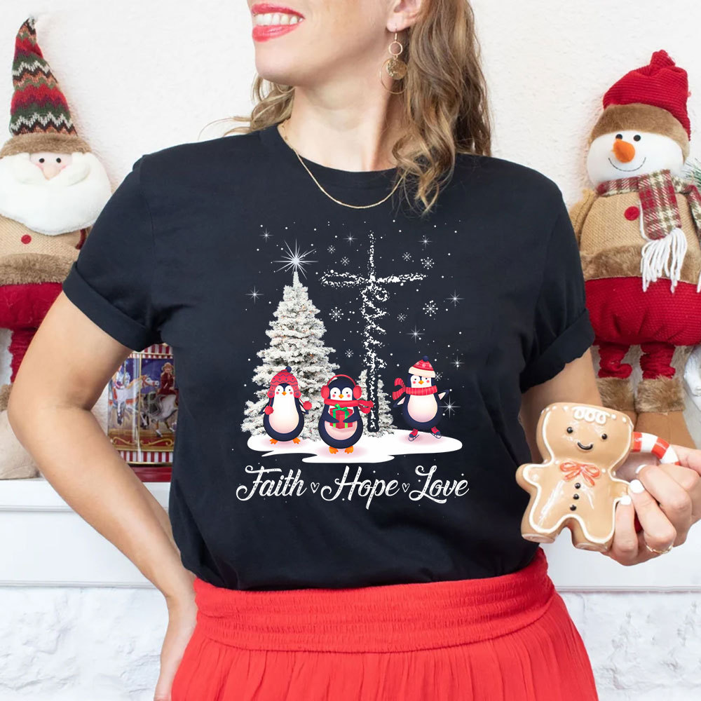 Christmas skiing With Jesus Love Christian T-Shirt
