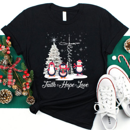 Christmas skiing With Jesus Love Christian T-Shirt