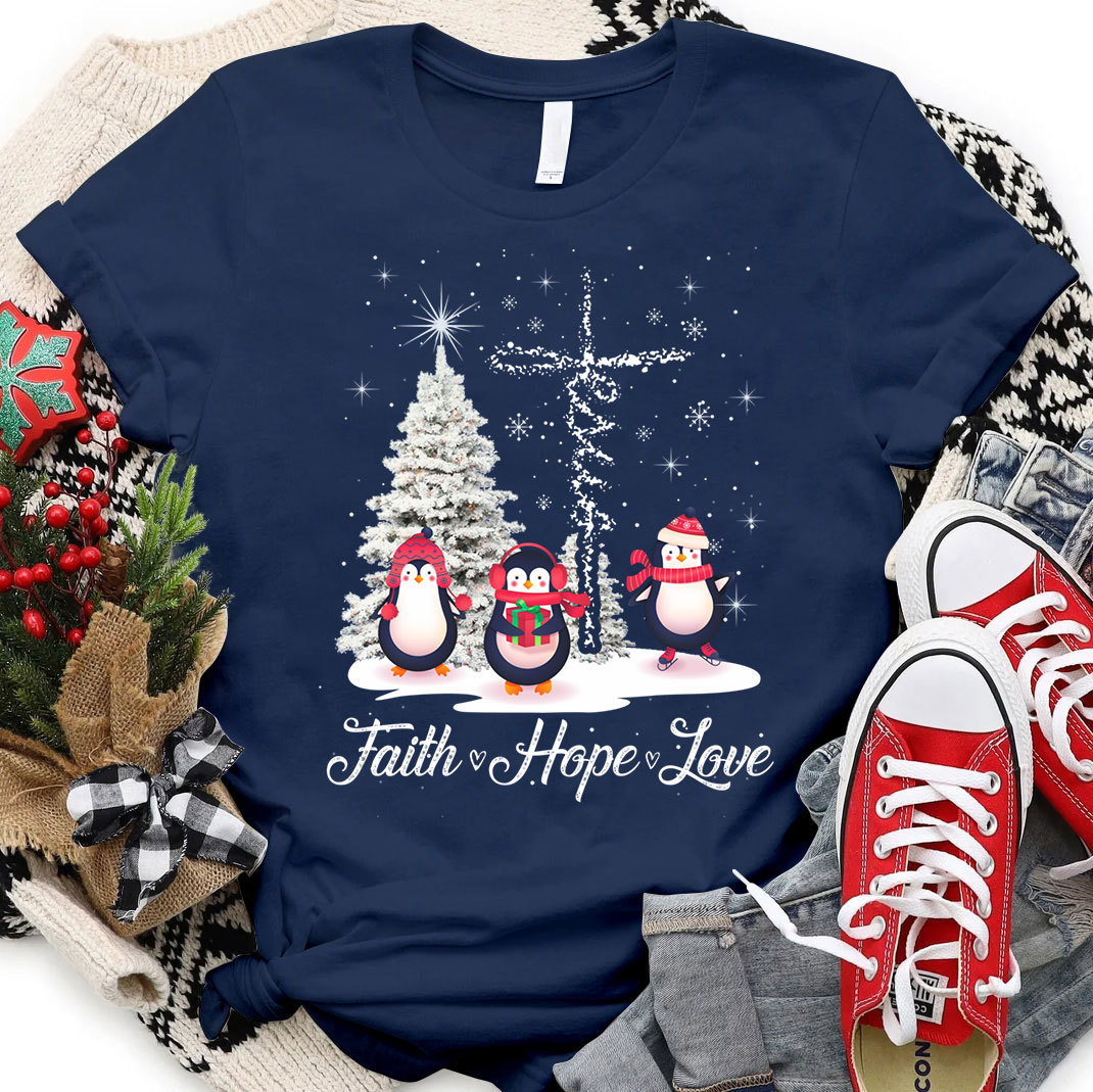 Christmas skiing With Jesus Love Christian T-Shirt
