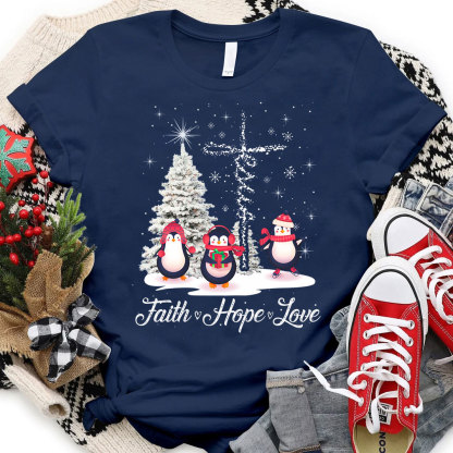 Christmas skiing With Jesus Love Christian T-Shirt