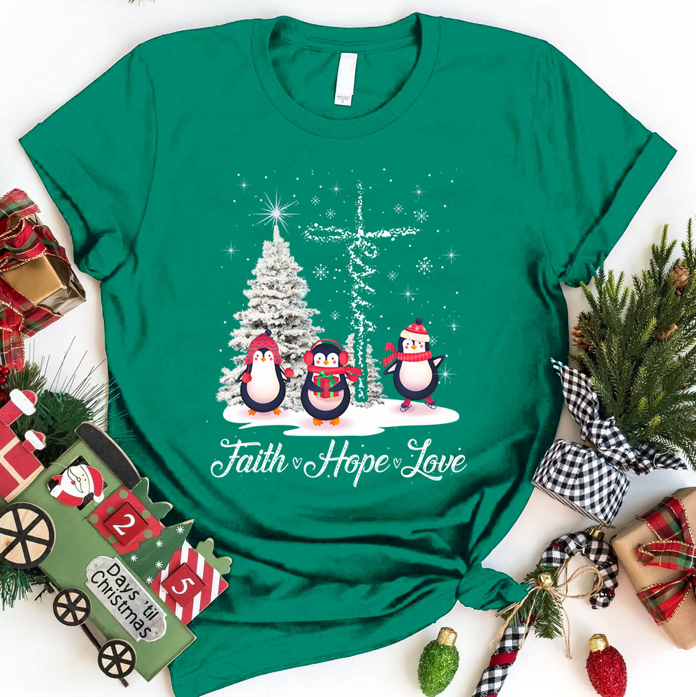 Christmas skiing With Jesus Love Christian T-Shirt