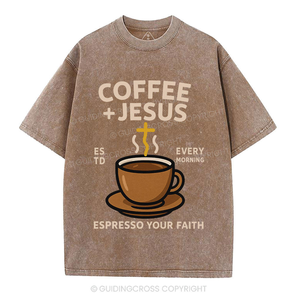 Coffee And Jesus Christian Washed T-Shirt