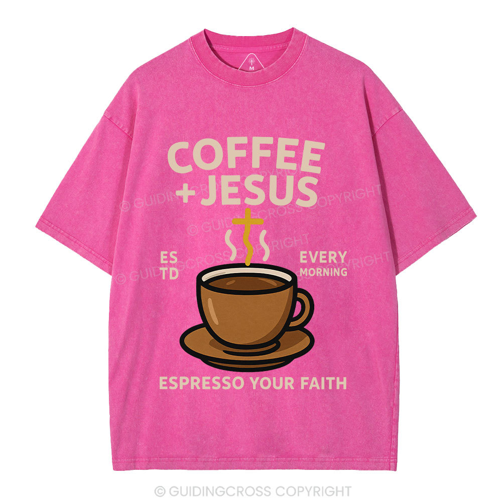 Coffee And Jesus Christian Washed T-Shirt