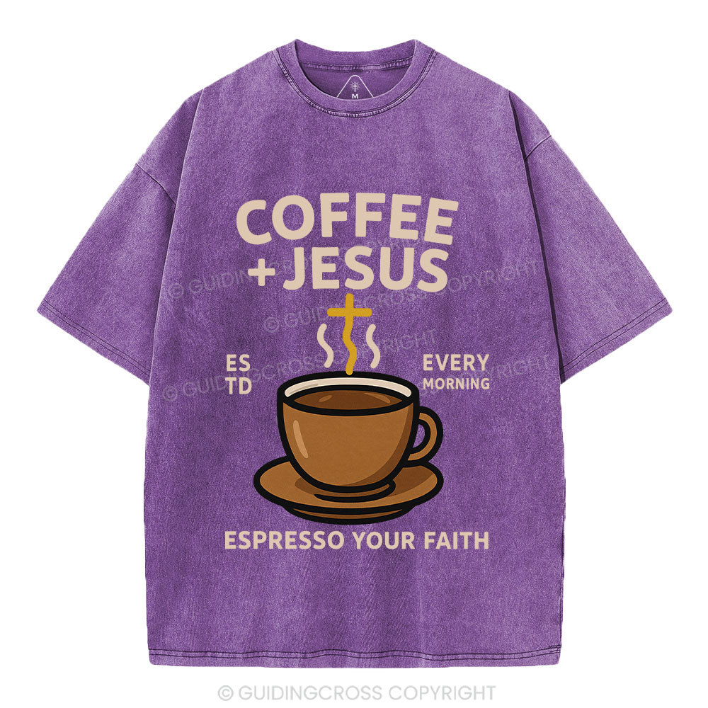 Coffee And Jesus Christian Washed T-Shirt