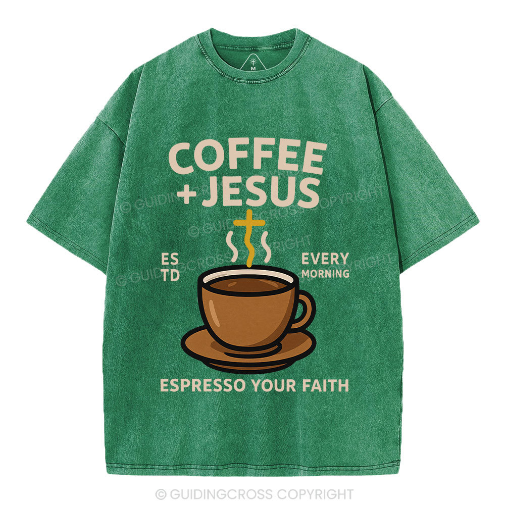 Coffee And Jesus Christian Washed T-Shirt