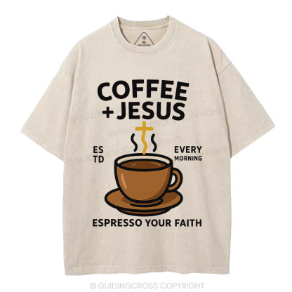 Coffee And Jesus Christian Washed T-Shirt