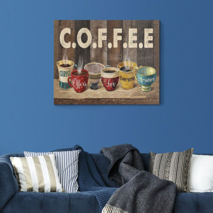 Coffee Christ Christian Canvas Wall Art