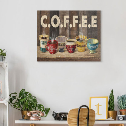 Coffee Christ Christian Canvas Wall Art