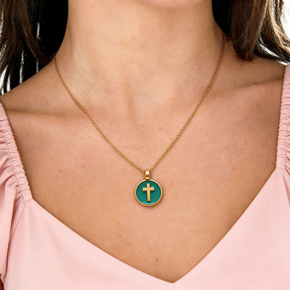Colorful Cross Christian 925 Sterling Silver Necklace