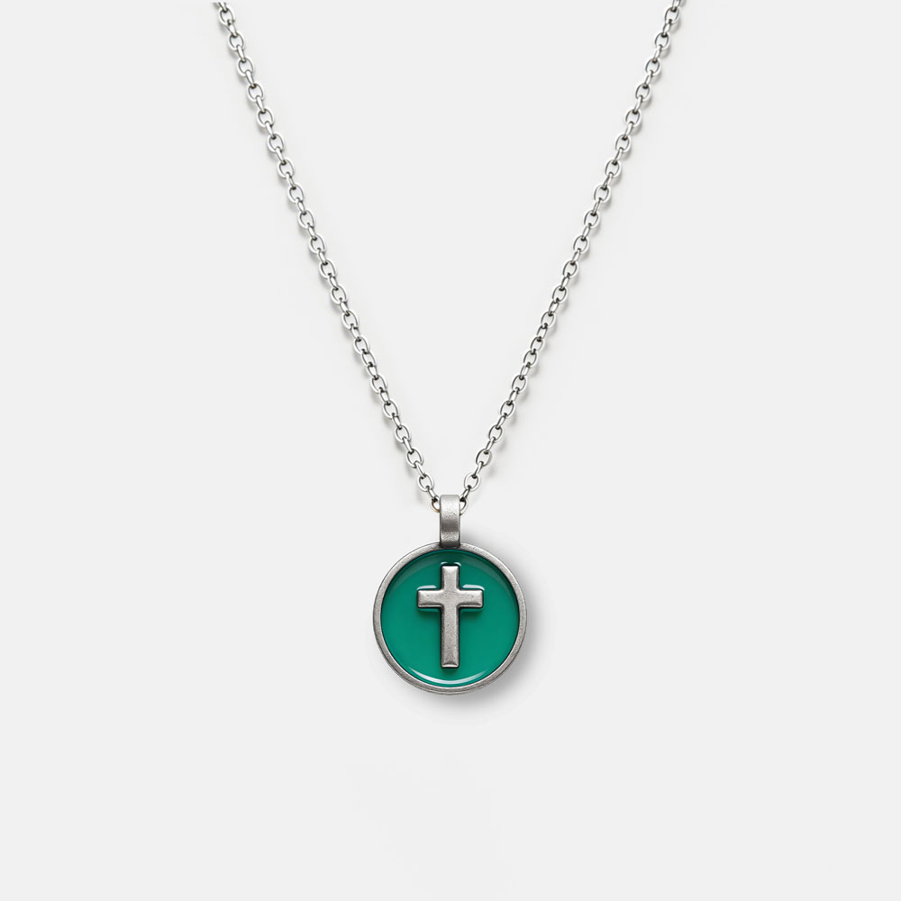 Colorful Cross Christian 925 Sterling Silver Necklace