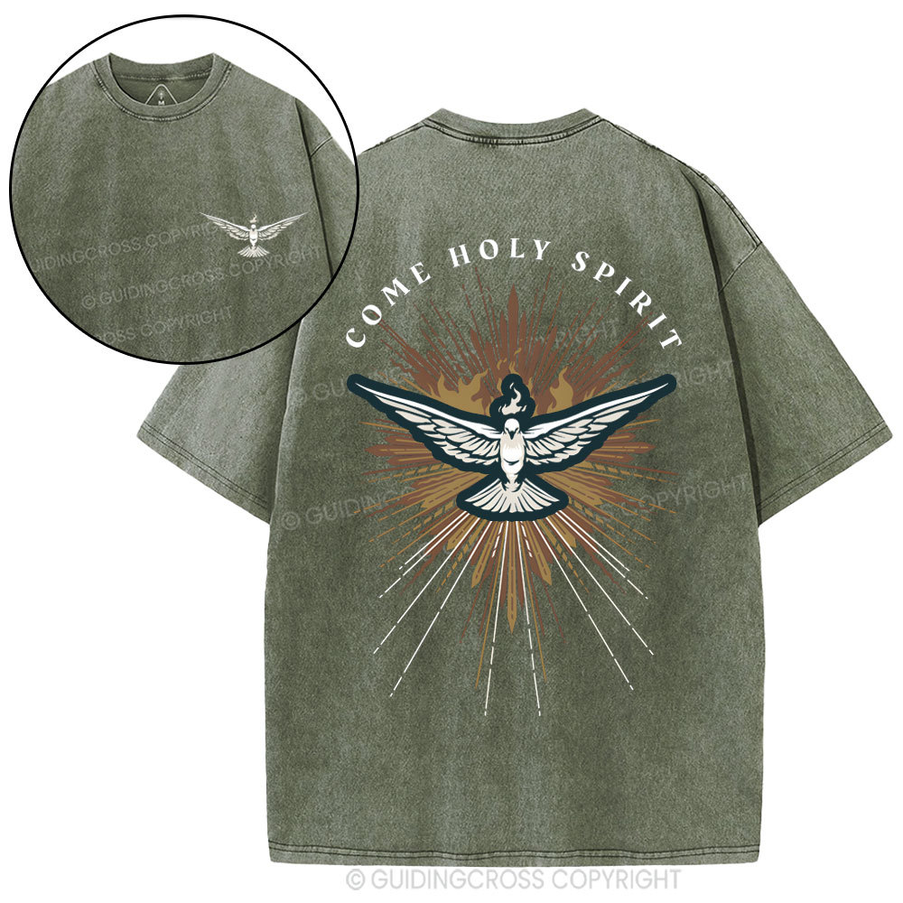 Come Holy Spirit Christian Washed T-Shirt