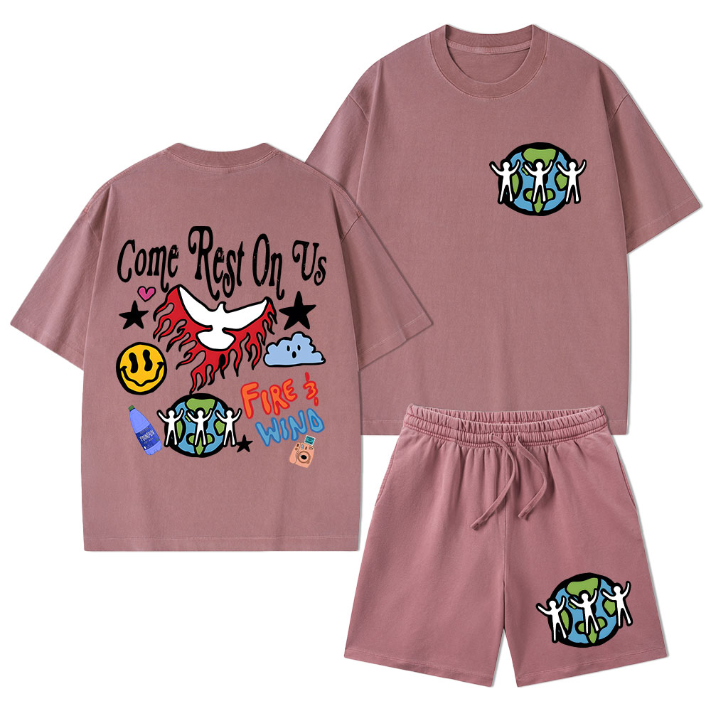 Come Rest On Us Christian Washed T-Shirt & Shorts