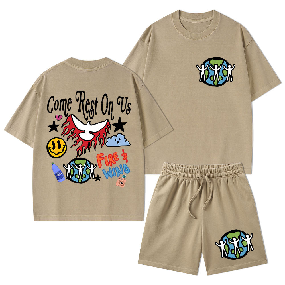 Come Rest On Us Christian Washed T-Shirt & Shorts