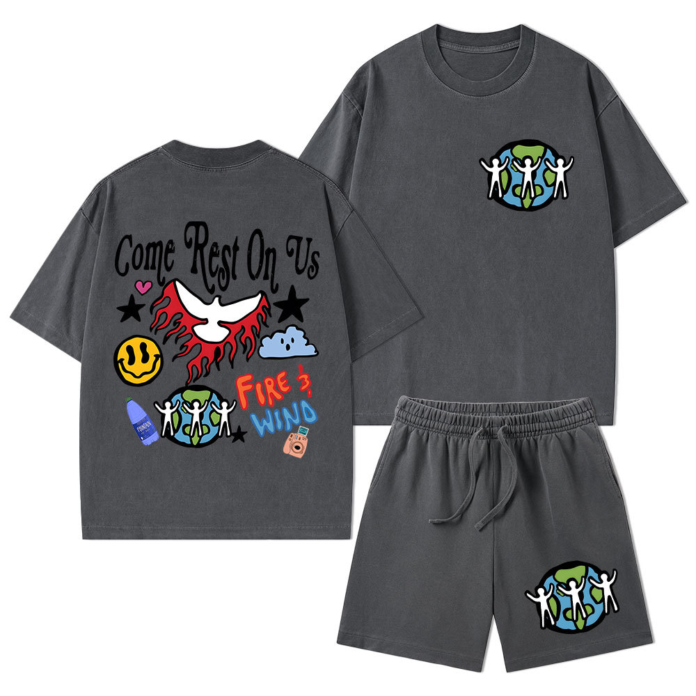 Come Rest On Us Christian Washed T-Shirt & Shorts