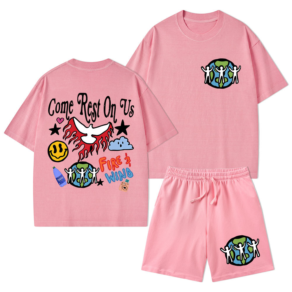Come Rest On Us Christian Washed T-Shirt & Shorts