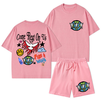 Come Rest On Us Christian Washed T-Shirt & Shorts