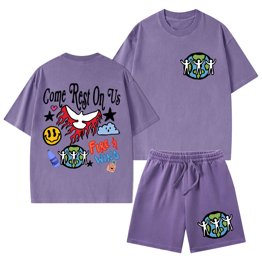 Come Rest On Us Christian Washed T-Shirt & Shorts