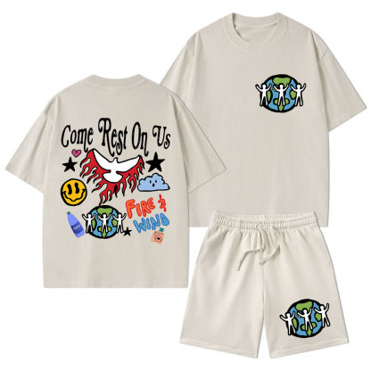 Come Rest On Us Christian Washed T-Shirt & Shorts